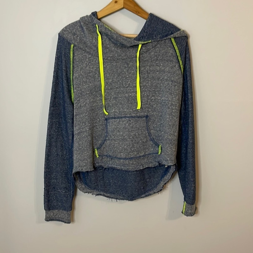 We the Free People Neon Trim Two Tone Hoodie Small